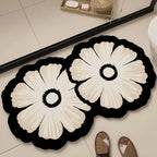Super Absorbent Diatomaceous Floor Mat, Flower Pattern Non-Slip Bathroom Carpet Rug, Anti-Fouling