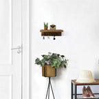 Rustic Wood Wall Key Holder Shelf for Farmhouse Home Decor