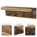 Rustic Wood Wall Key Holder Shelf for Farmhouse Home Decor