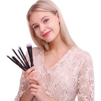 10pcs Makeup Brushes With PU Case, Premium Wood Handle Makeup Brush Kit, Soft Bristles for Blending and Contouring