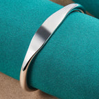 925 Sterling Silver Double Bead Cuff Bangle Bracelet: Unisex Fine Fashion Jewelry by DOTEFFIL