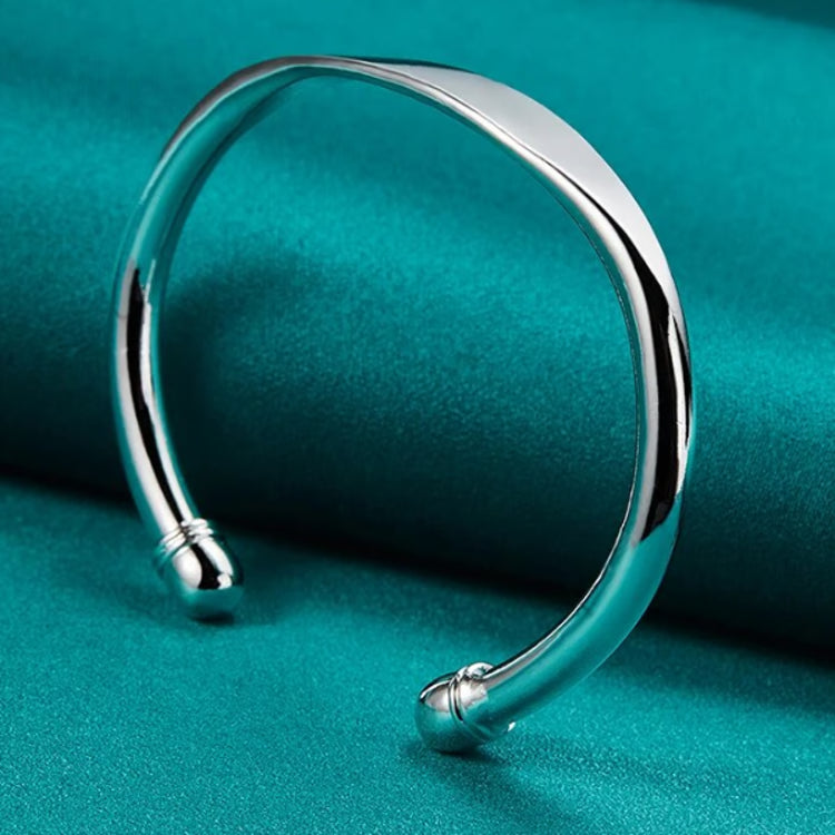 925 Sterling Silver Double Bead Cuff Bangle Bracelet: Unisex Fine Fashion Jewelry by DOTEFFIL