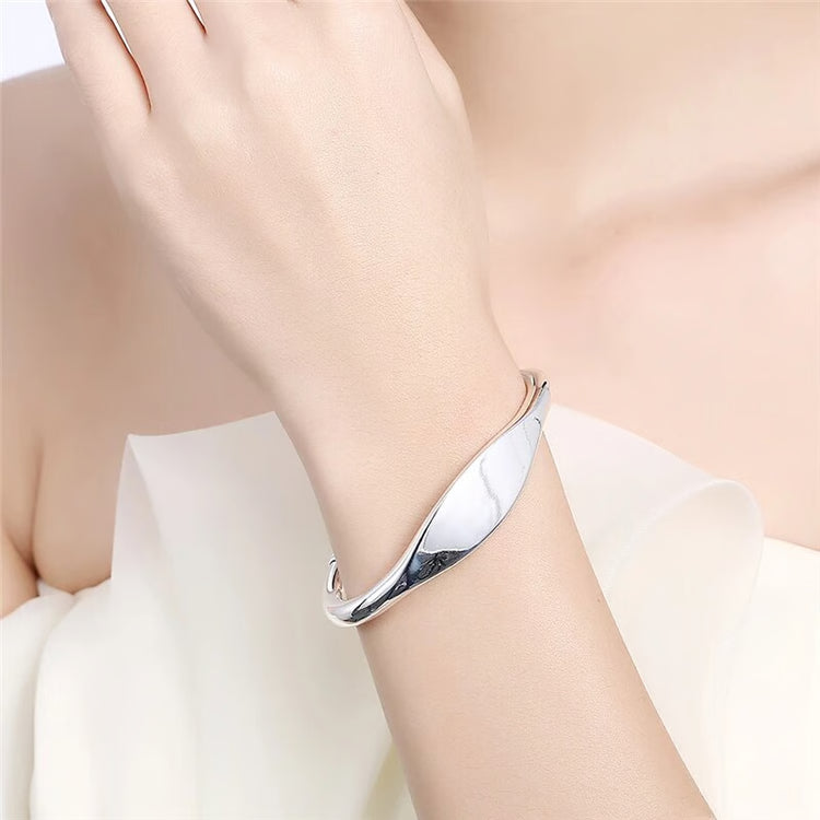925 Sterling Silver Double Bead Cuff Bangle Bracelet: Unisex Fine Fashion Jewelry by DOTEFFIL