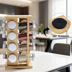 Rotating Wooden Spice Rack Organizer Multi Layer Seasoning Storage Stand for Condiments Herbs and Kitchen Essentials