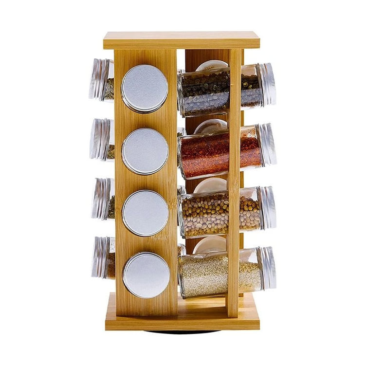 Rotating Wooden Spice Rack Organizer Multi Layer Seasoning Storage Stand for Condiments Herbs and Kitchen Essentials