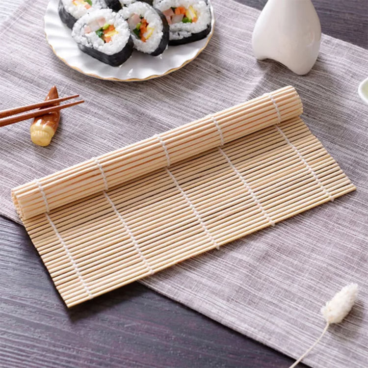 Bamboo Sushi Mat with White Finish, Non Stick Seaweed Rice Roll Curling, Style Kitchen Essential for Sushi Making