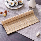 Bamboo Sushi Mat with White Finish, Non Stick Seaweed Rice Roll Curling, Style Kitchen Essential for Sushi Making