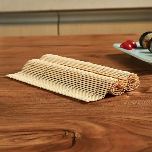 Bamboo Sushi Mat with White Finish, Non Stick Seaweed Rice Roll Curling, Style Kitchen Essential for Sushi Making