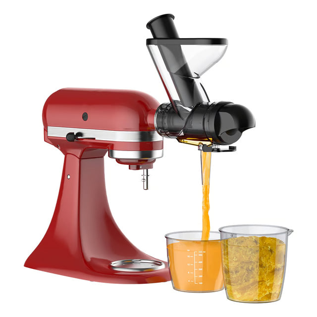 Masticating Juicer Attachment for Stand Mixers, Slow Cold Press Juicer with Dual Feed Chute for Fruits and Vegetables