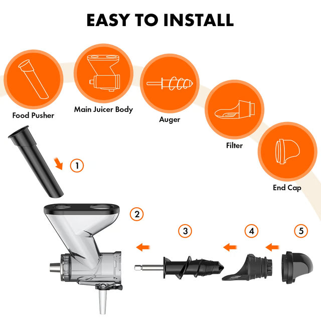 Masticating Juicer Attachment for Stand Mixers, Slow Cold Press Juicer with Dual Feed Chute for Fruits and Vegetables